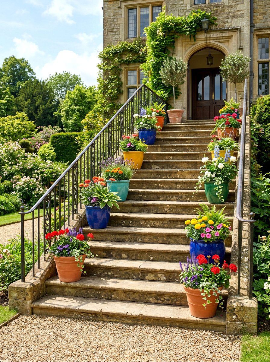 Steps planter arrangement - 25 Spring Planter Ideas