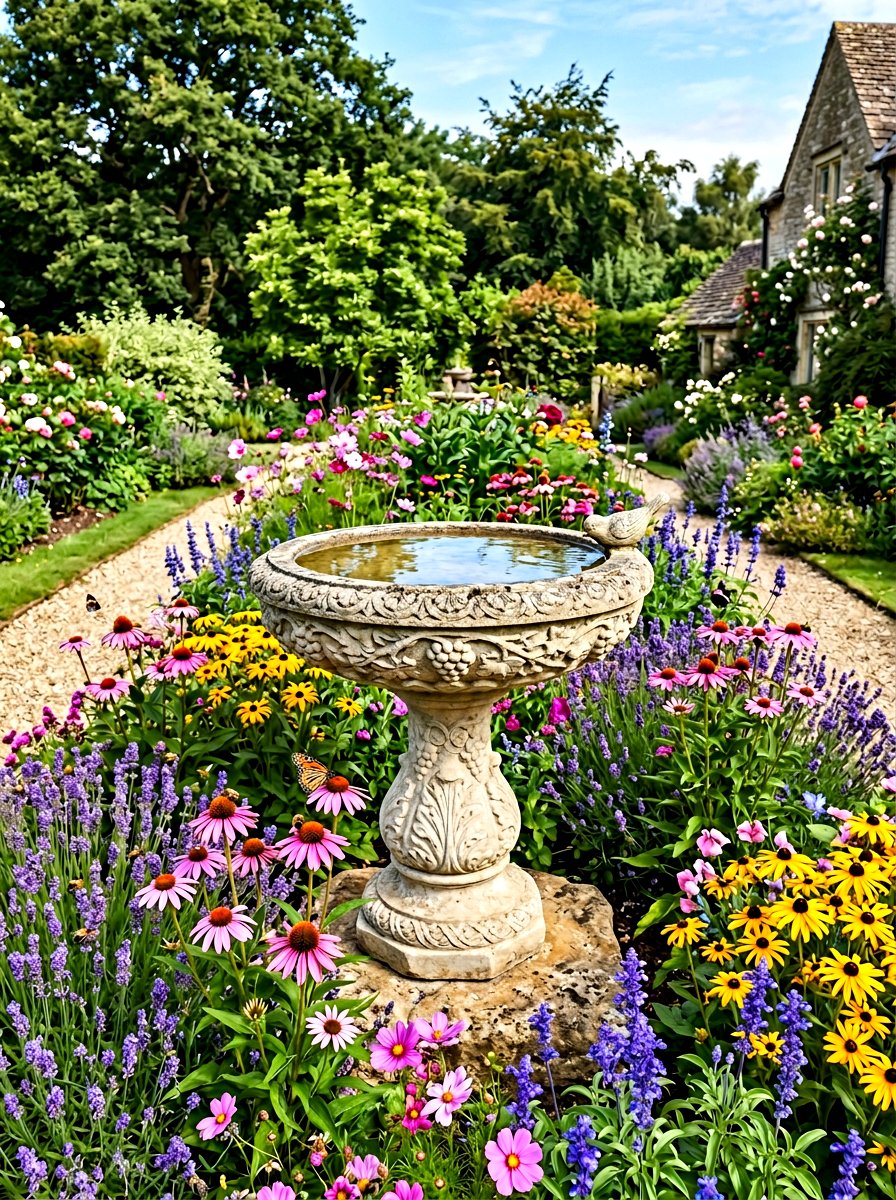 Stone Bird Bath - 25 Spring Garden Art Ideas