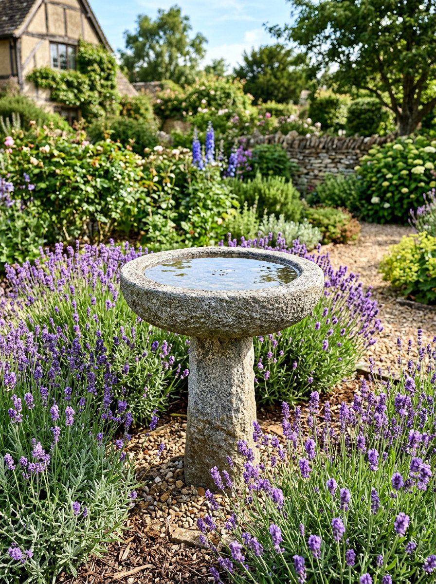 Stone Bird Bath - 25 Spring Garden Decor Ideas
