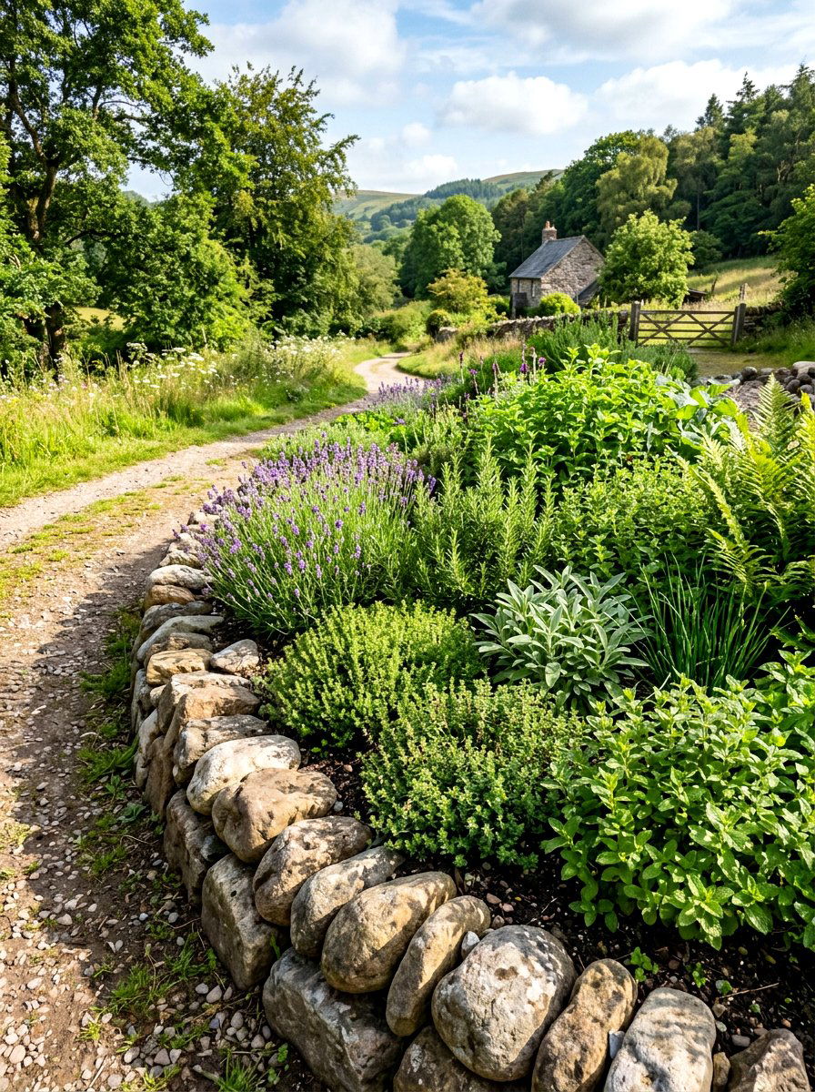 Stone Border Garden - 25 Spring Herb Garden Decor Ideas