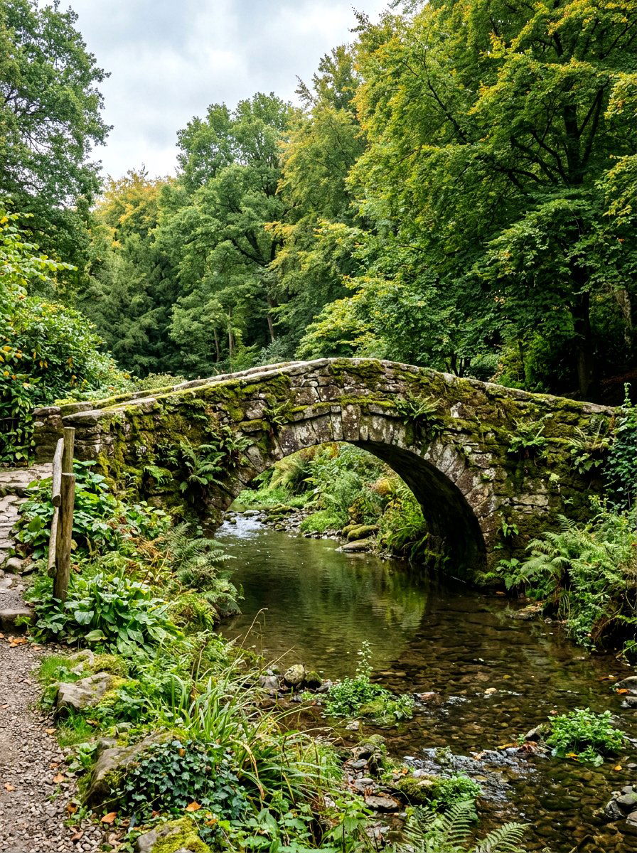 Stone Bridge Moss Ferns - 25 Spring Garden Bridge Decor Ideas