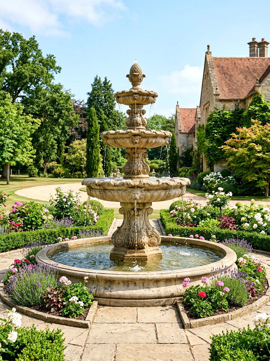 Stone Fountain Centerpiece - 25 Spring Stone Garden Decor Ideas