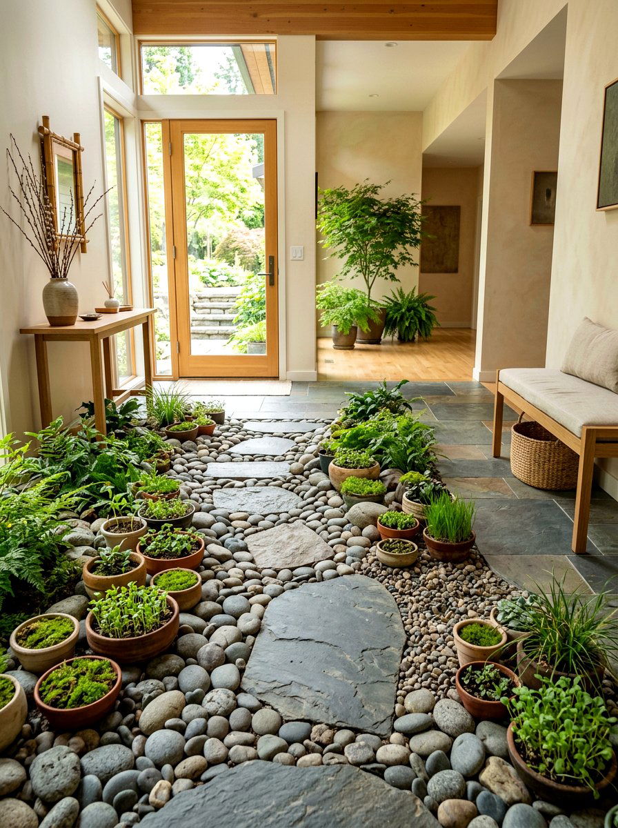 Stone Pathway Indoor Garden - 25 Spring Sprout Decor Ideas