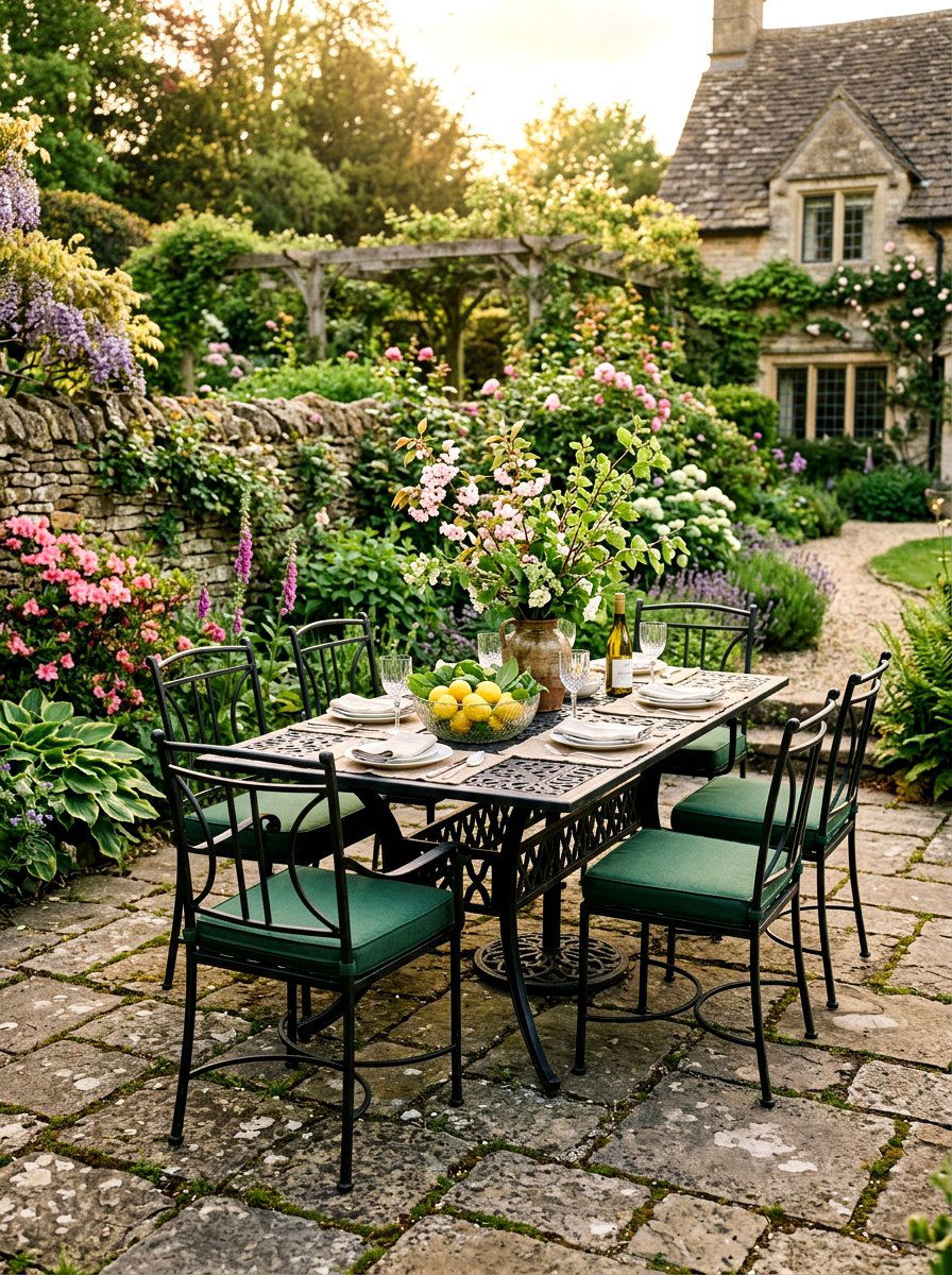 Stone Patio Dining - 25 Spring Backyard Seating Decor Ideas