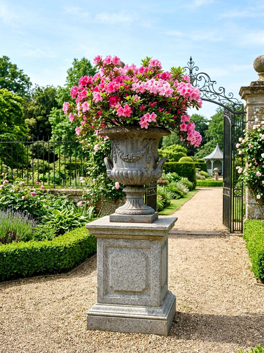 Stone Plinth Flower Display - 25 Spring Flower Stand Ideas