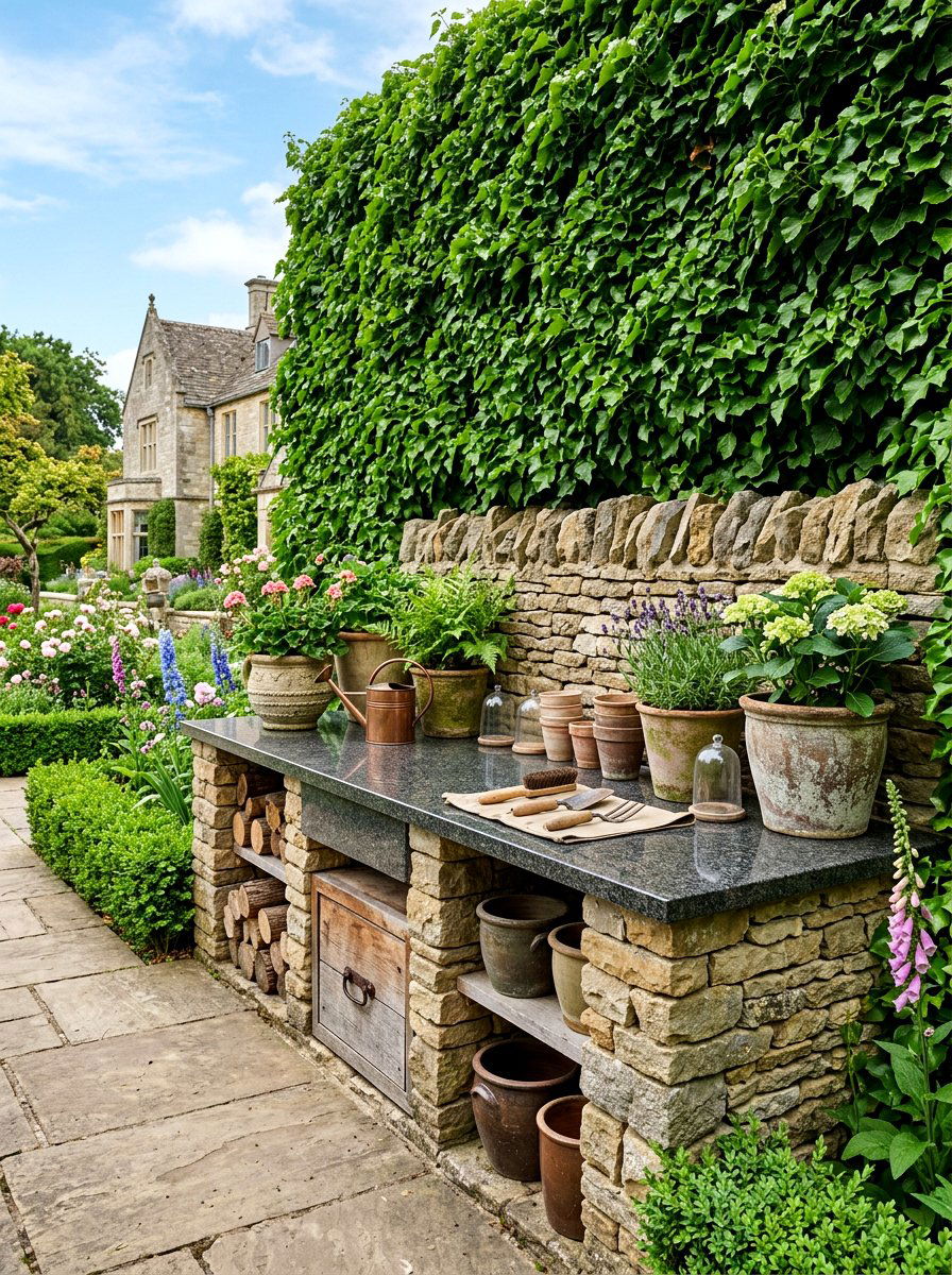 Stone Potting Station - 25 Spring Potting Station Decor Ideas