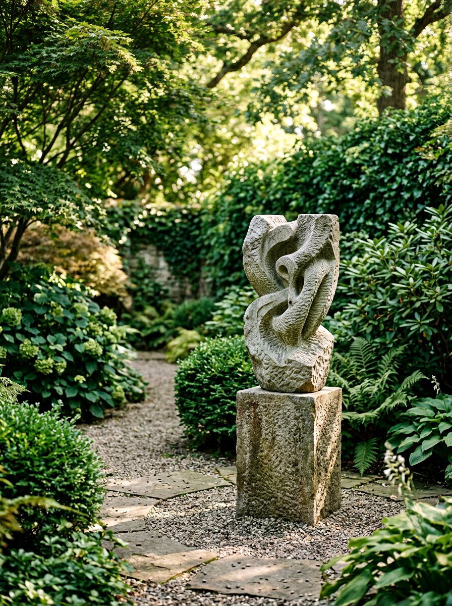 Stone Sculpture Display - 25 Spring Stone Garden Decor Ideas