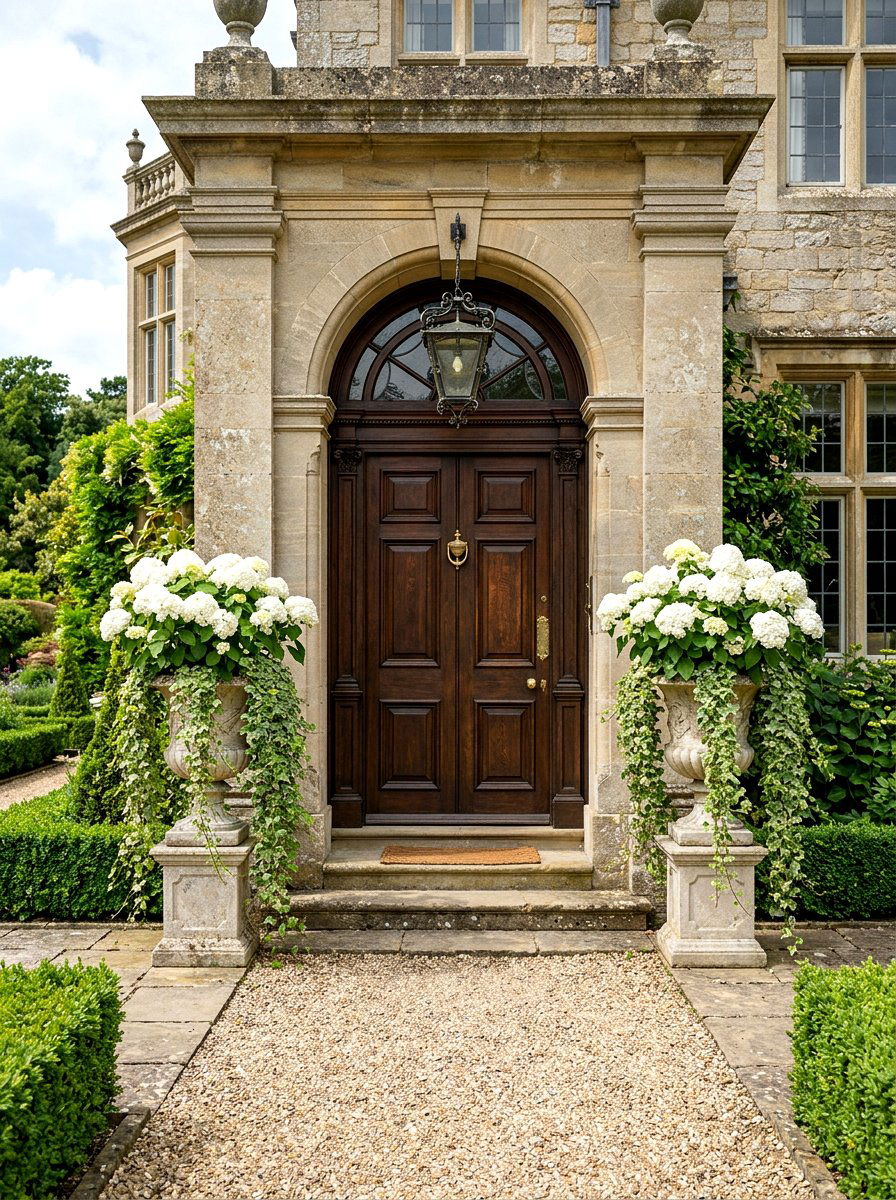 Stone Urn Front Entrance - 25 Spring Planter Decorating Ideas