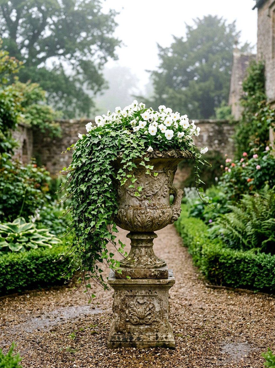 Stone Urn Garden Planter - 25 Spring Sidewalk Planter Ideas