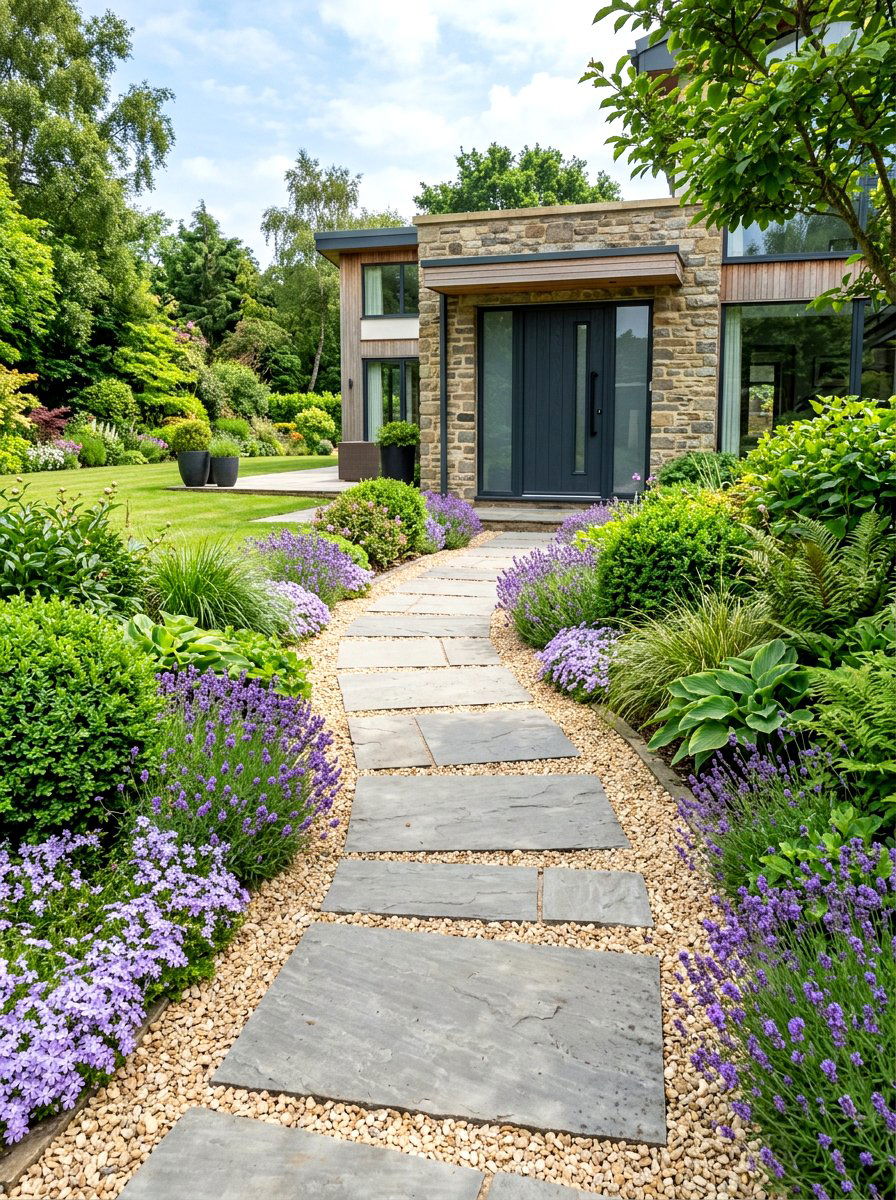 Stone garden path - 25 Spring Front Yard Decor Ideas
