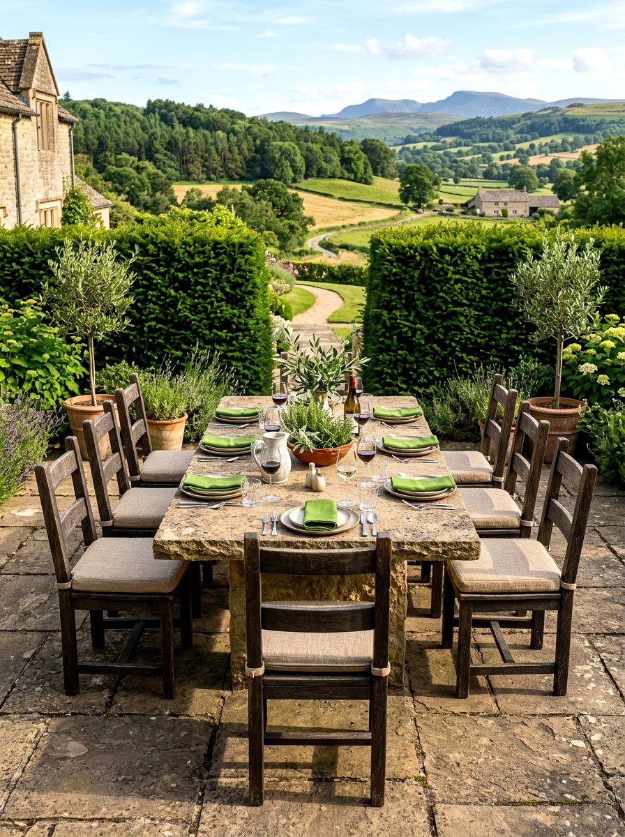 Stone outdoor dining table - 25 Spring Outdoor Dining Table Ideas
