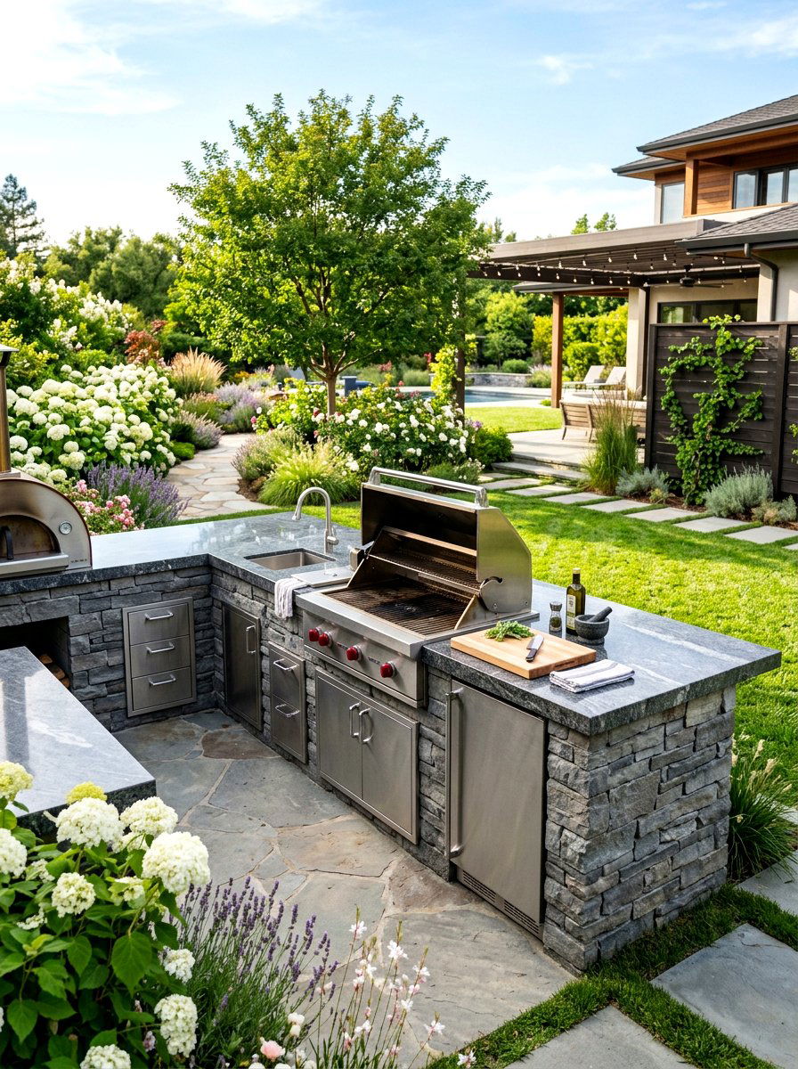 Stone outdoor kitchen - 25 Spring Outdoor Kitchen Decor Ideas