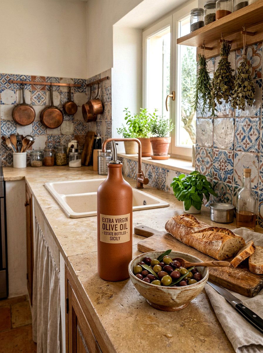 Stoneware Olive Oil Bottle - 25 Spring Stoneware Decor Ideas