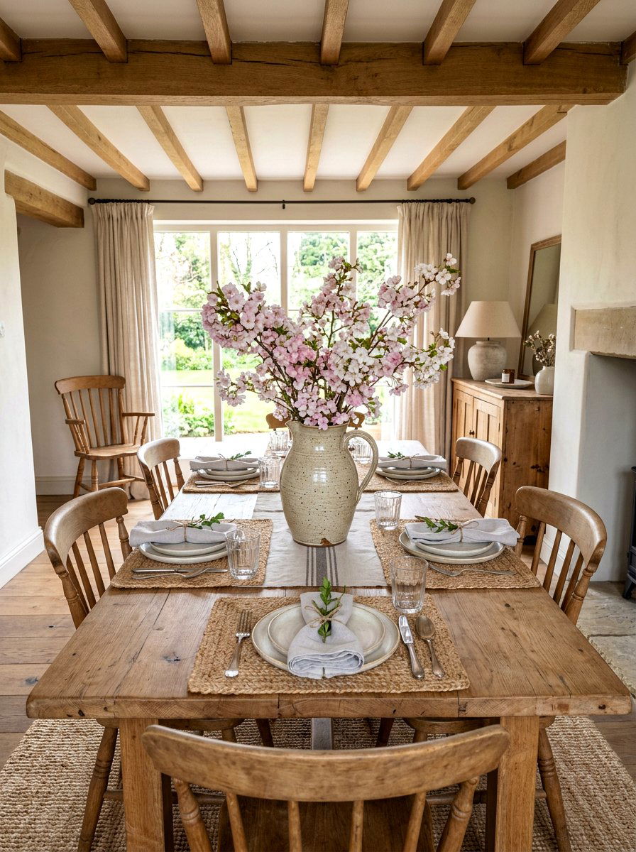 Stoneware Pitcher Centerpiece - 25 Spring Ceramic Decor Ideas