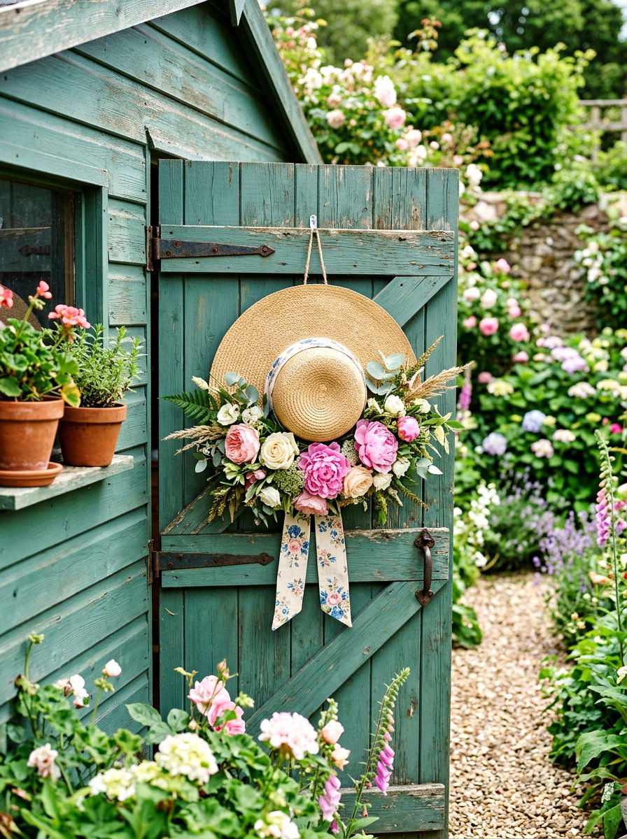 Straw Hat Wreath - 25 Spring Wreath Ideas for Front Door