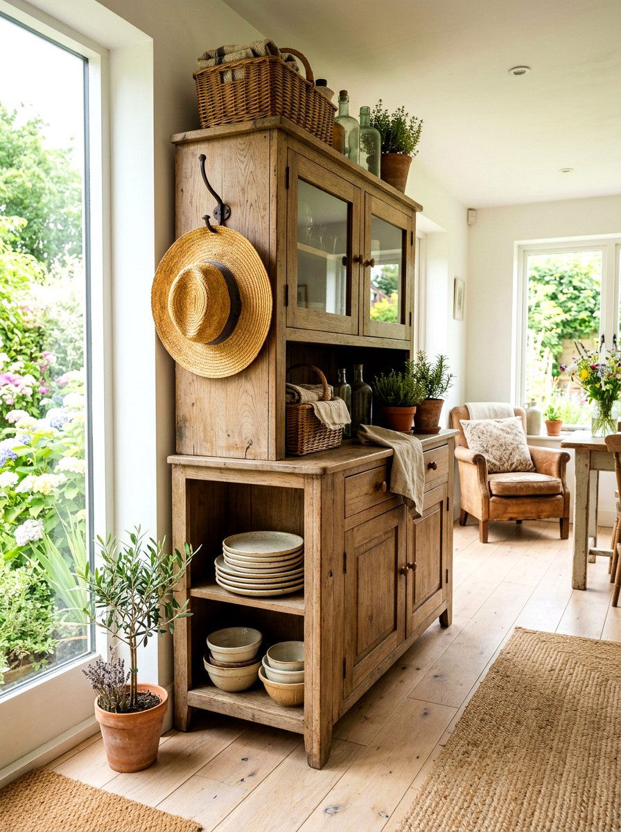 Straw Hat - 25 Spring China Cabinet Decor Ideas