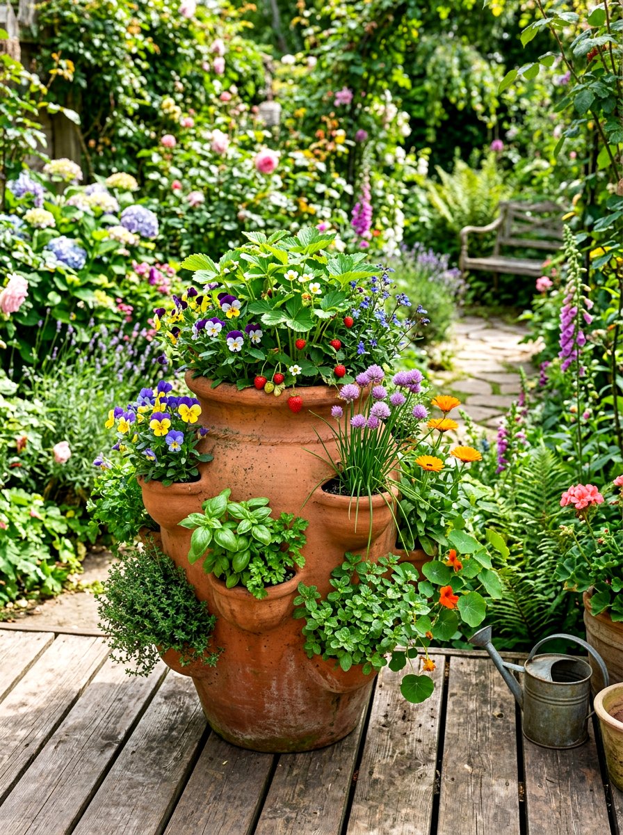 Strawberry Jar Planter - 25 Spring Deck Planter Ideas