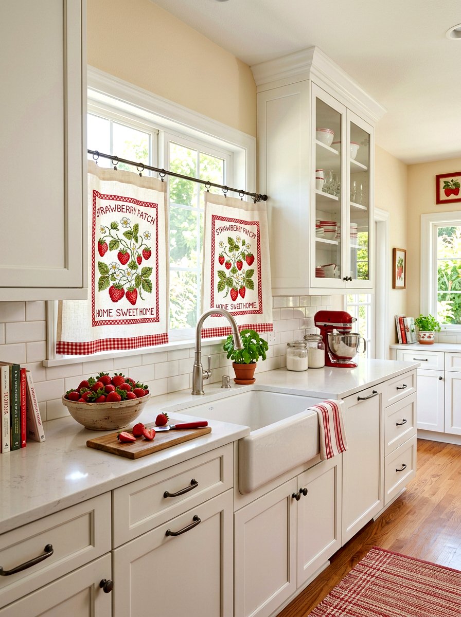 Strawberry Patch Kitchen Decor - 25 Spring Cross Stitch Decor Ideas