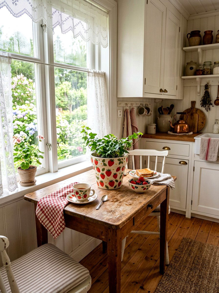 Strawberry pattern clay pot - 25 Spring Pot Painting Ideas