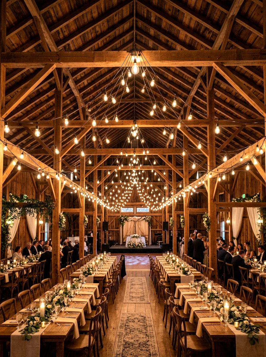 String Bistro Light - 25 Spring Barn Wedding Decor Ideas