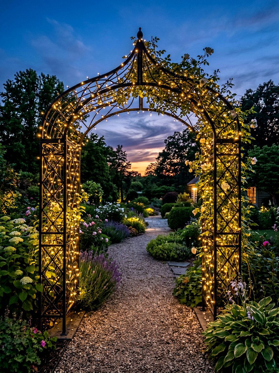 String Light Garden - 25 Spring Arbor Decor Ideas