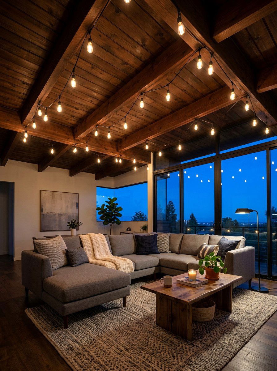String Light Pattern - 25 Spring Porch Ceiling Decor Ideas