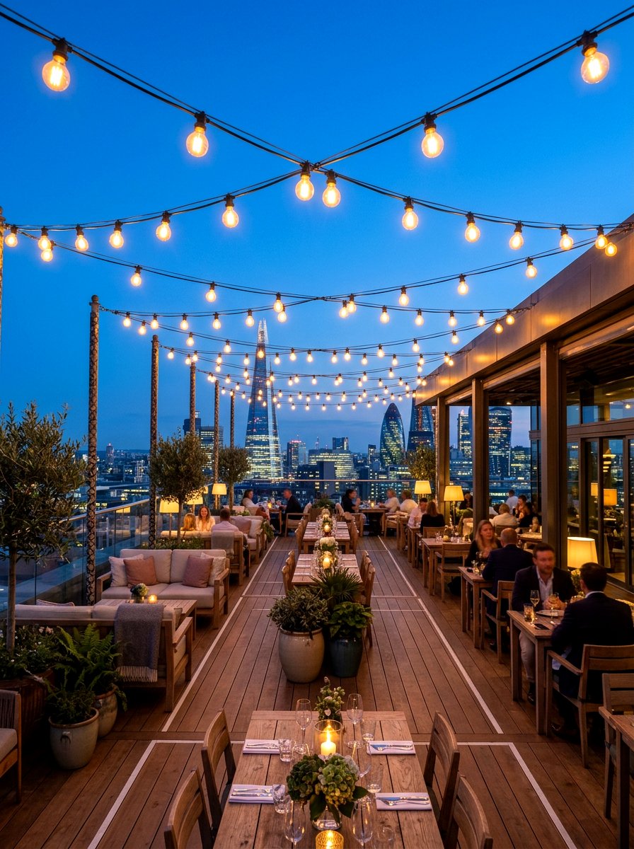String Lighting Layout - 25 Spring Rooftop Decor Ideas