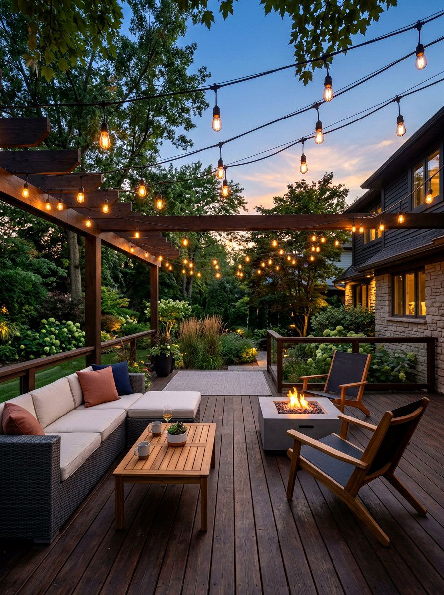 String Lights Patio - 25 Spring Garden Decor Ideas