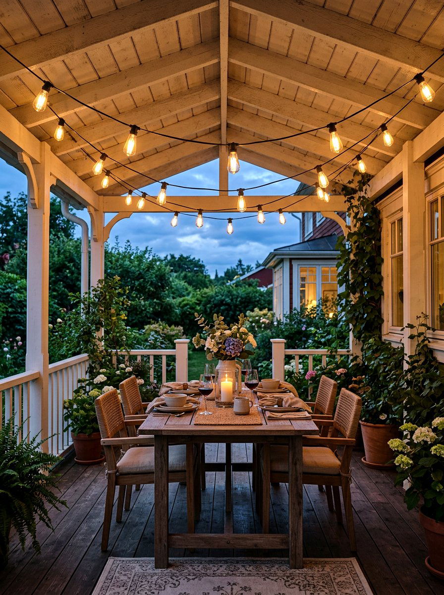 String Lights Porch - 25 Spring DIY Porch Decor Ideas