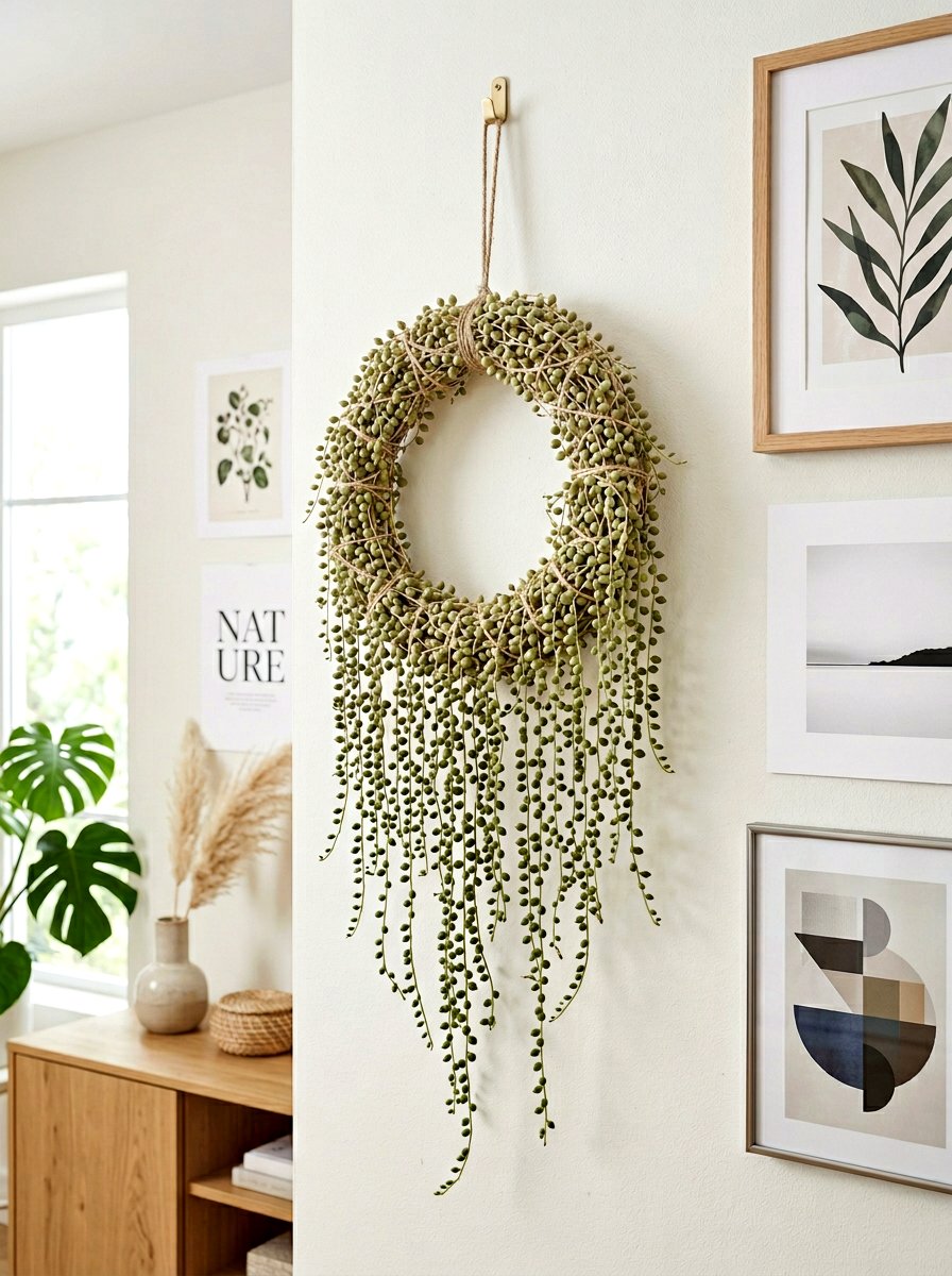 String Of Pearls Wreath - 25 Spring Succulent Wreath Ideas