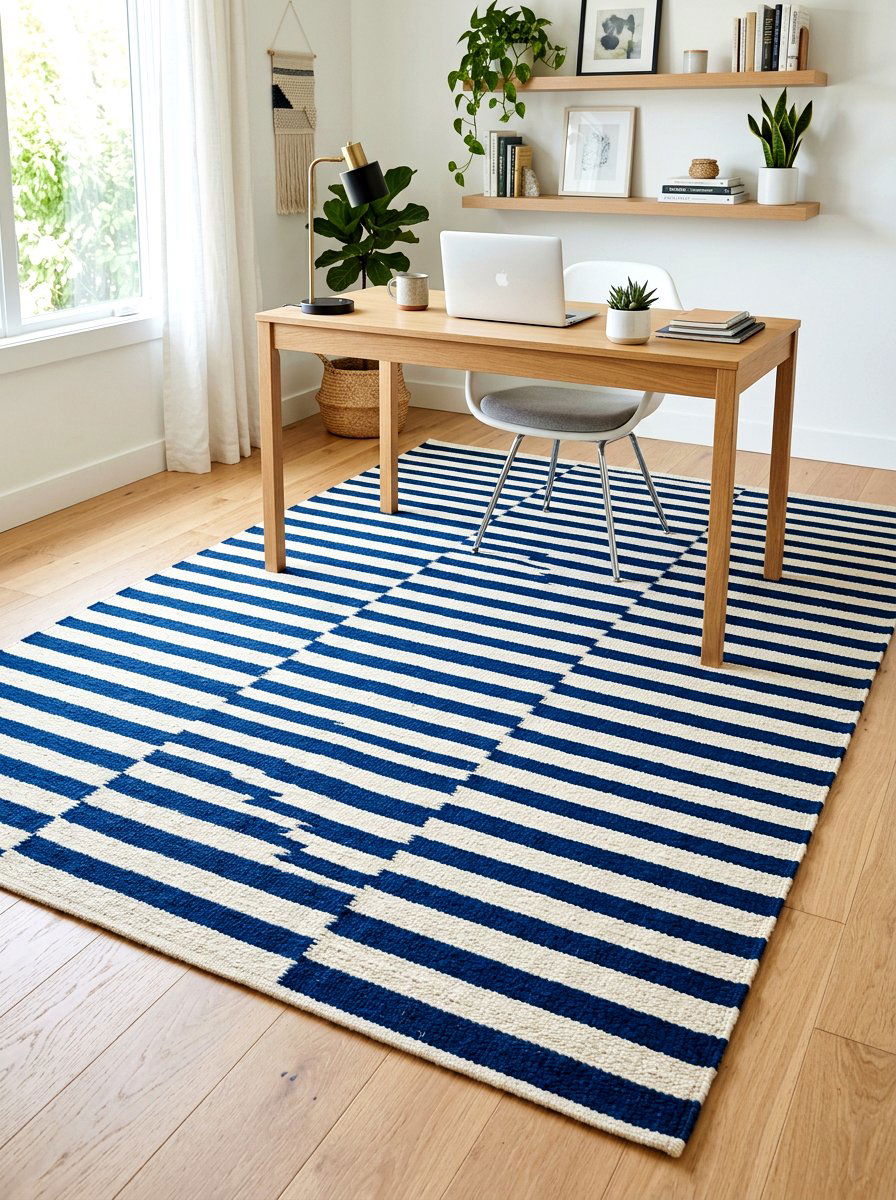Striped Area Rug - 25 Spring Home Office Decor Ideas