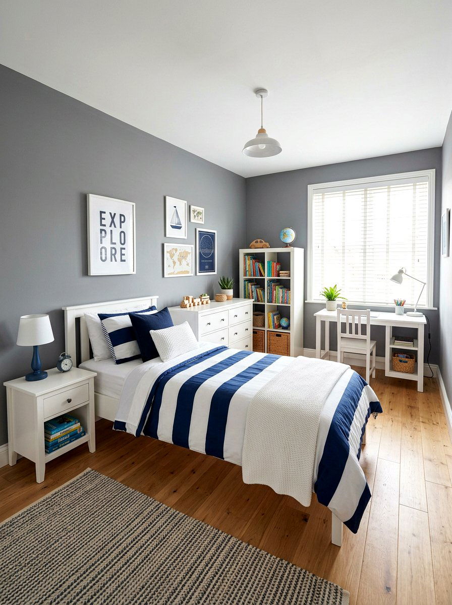 Striped Bedding Boys Room - 25 Spring Boy Room Decor Ideas