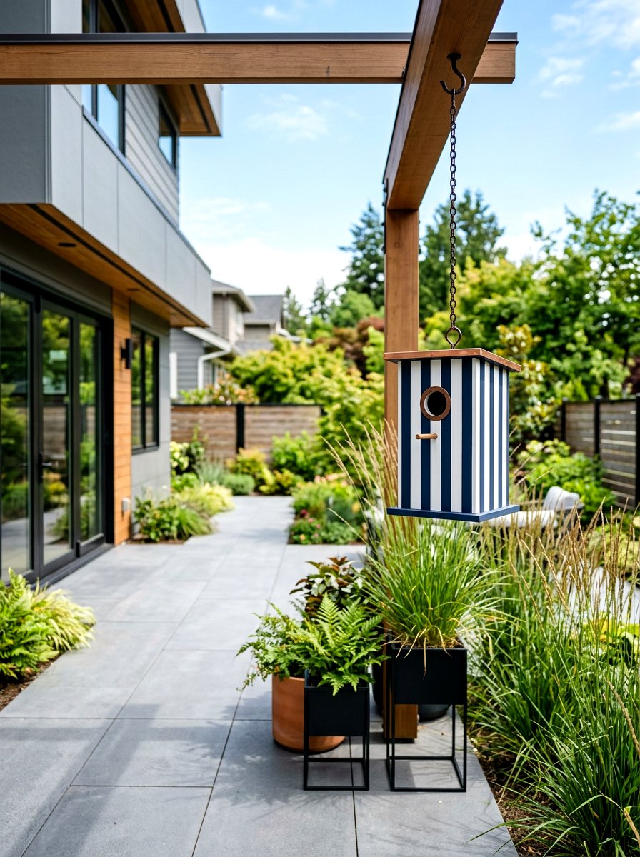 Striped Birdhouse - 25 Spring Birdhouse Painting Ideas