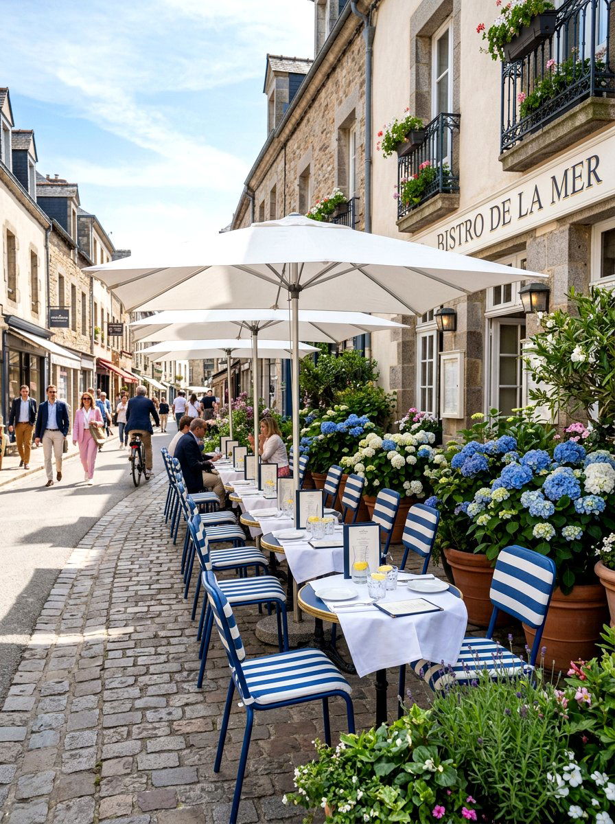 Striped Bistro Seating - 25 Spring Cafe Decor Ideas