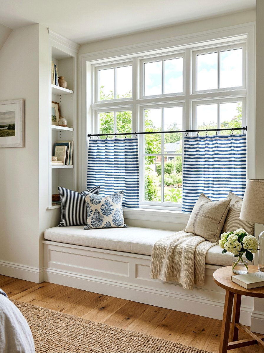Striped Cafe Curtains - 25 Spring Bedroom Curtain Ideas