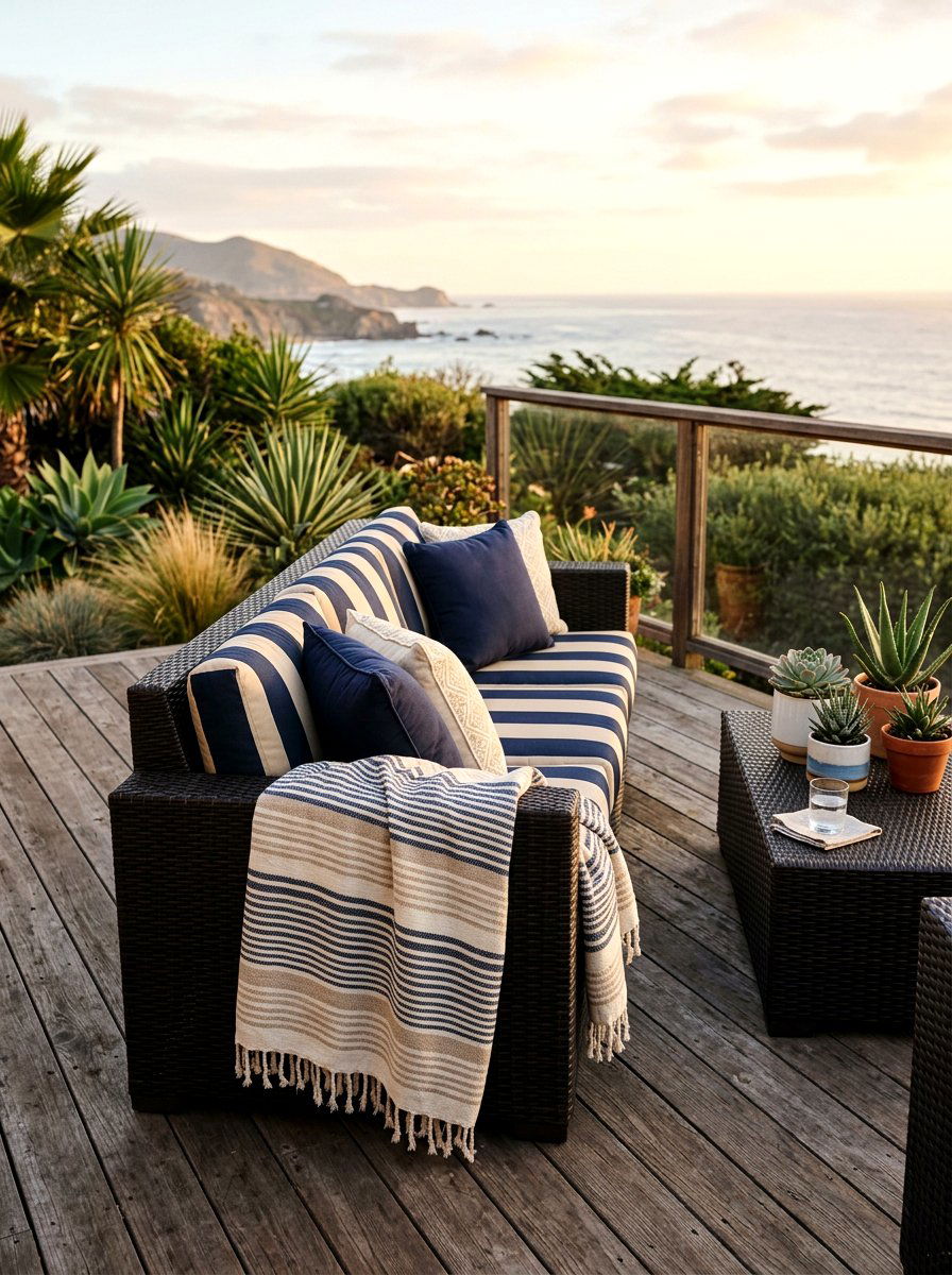 Striped Cotton Throw - 25 Spring Crochet Throw Ideas