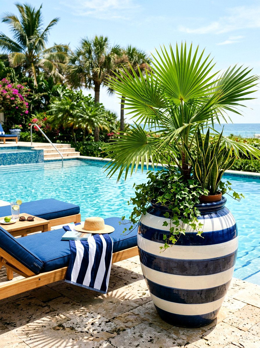 Striped Garden Pot - 25 Spring Planter Painting Ideas