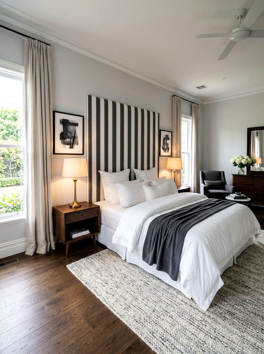 Striped Headboard Master Suite - 25 Spring Striped Decor Ideas