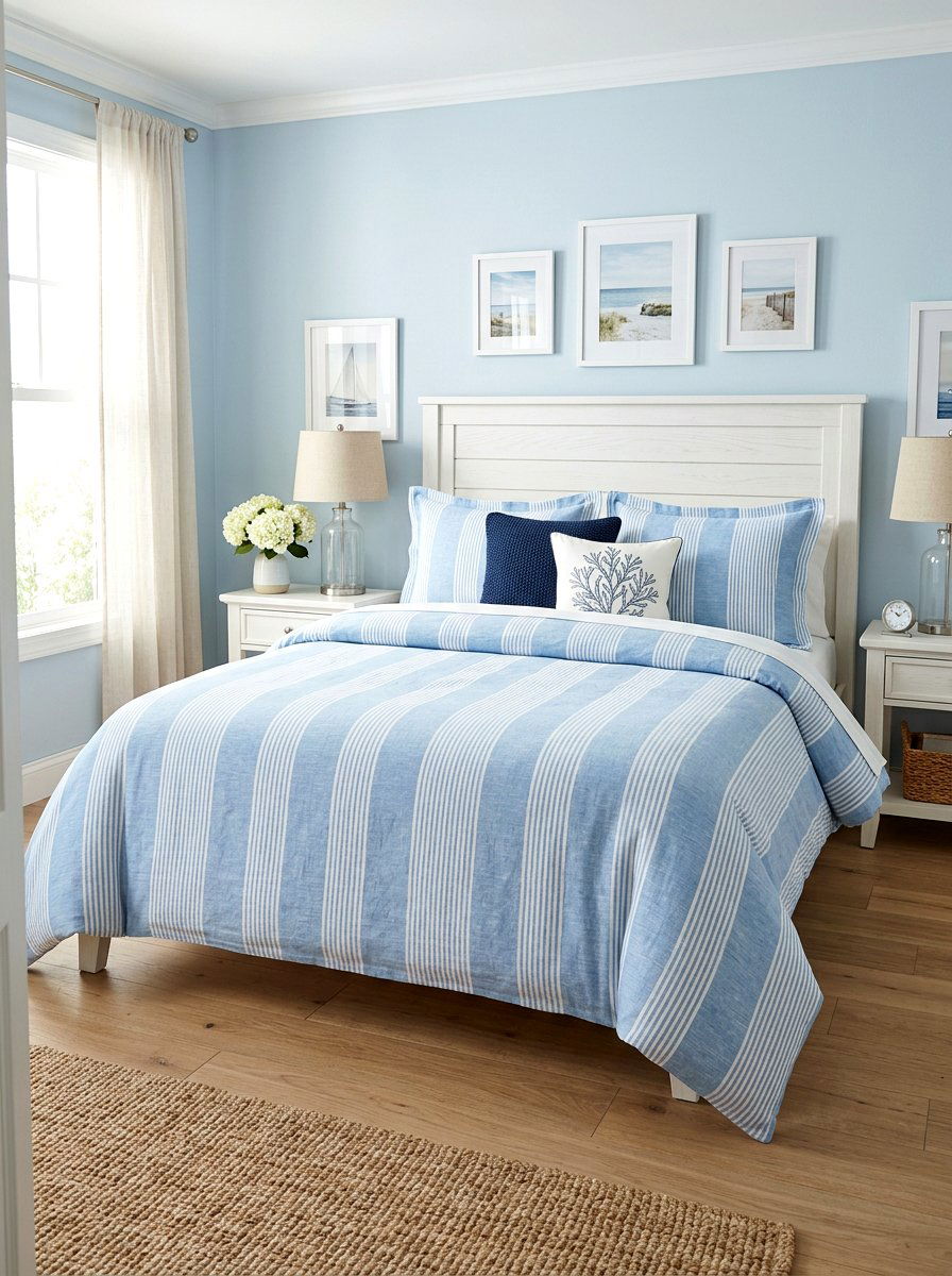 Striped Linen Duvet - 25 Spring Bedroom Linen Ideas