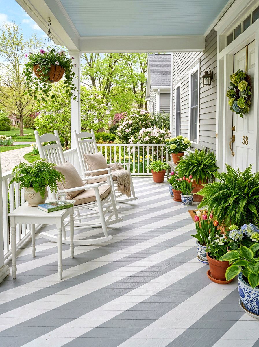 Striped Porch Floor Paint - 25 Spring Striped Decor Ideas