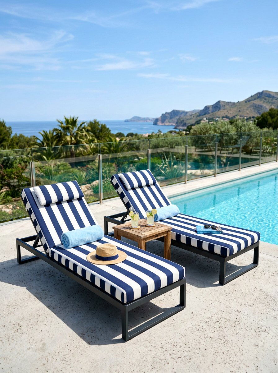 Striped Sun Lounger - 25 Spring Poolside Decor Ideas