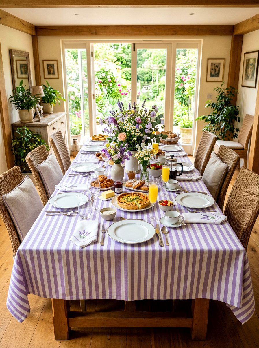 Striped Tablecloth Spring Brunch - 25 Spring Striped Decor Ideas