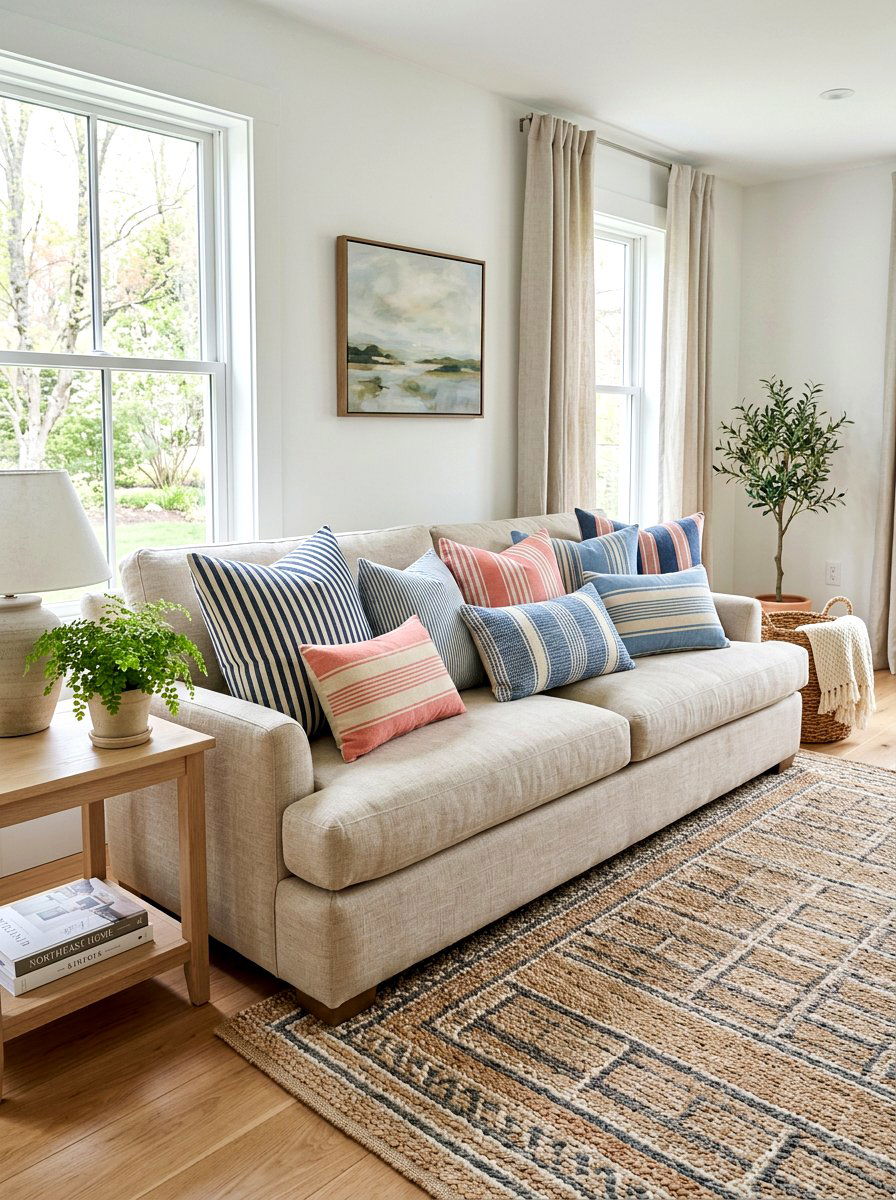 Striped Throw Pillows Sofa - 25 Spring Striped Decor Ideas