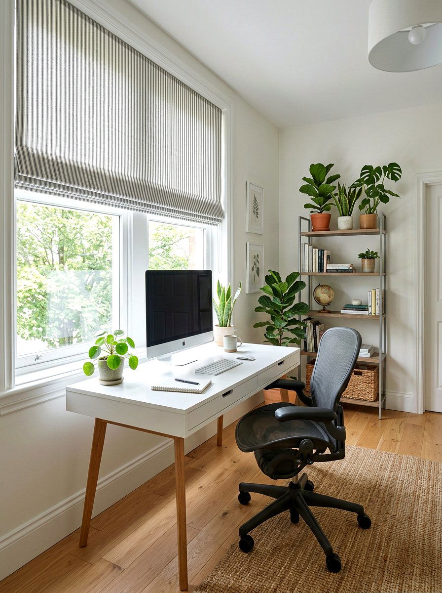 Striped Ticking Fabric Blind - 25 Spring Window Treatment Ideas
