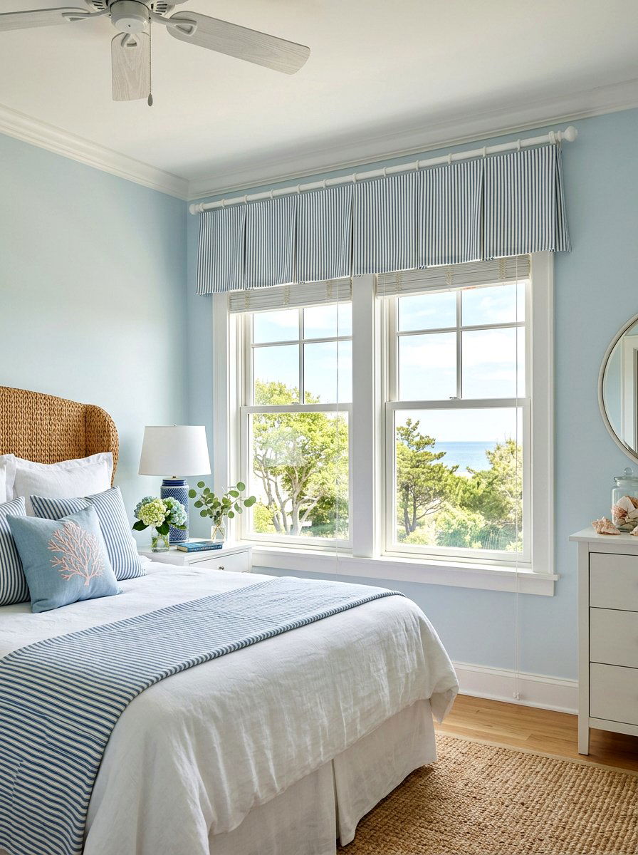 Striped Ticking Valance - 25 Spring Valance Ideas