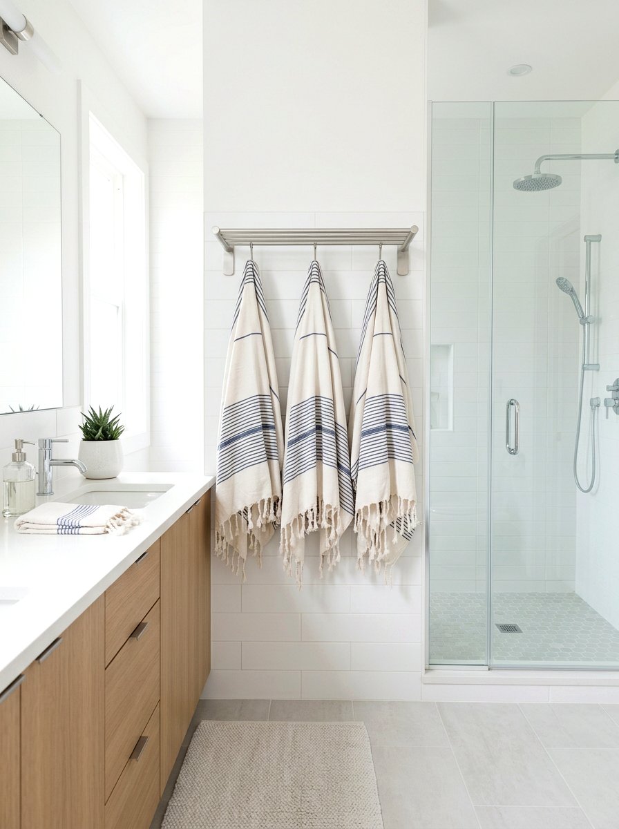 Striped Turkish Cotton Towel - 25 Spring Towel Rack Decor Ideas