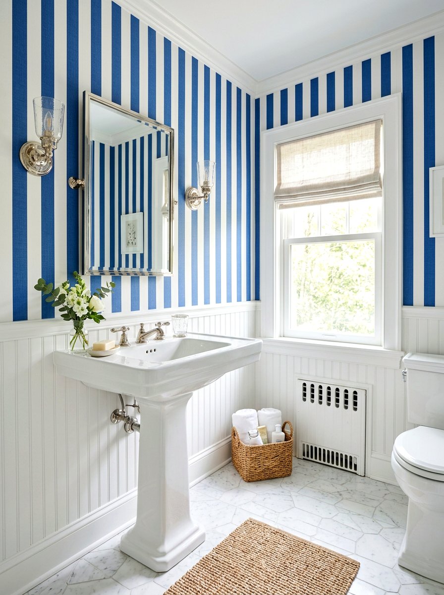 Striped Wallpaper Bathroom - 25 Spring Striped Decor Ideas
