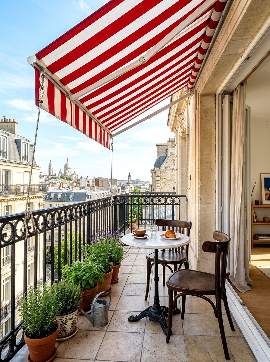 Striped canvas screen - 25 Spring Balcony Privacy Screen Ideas