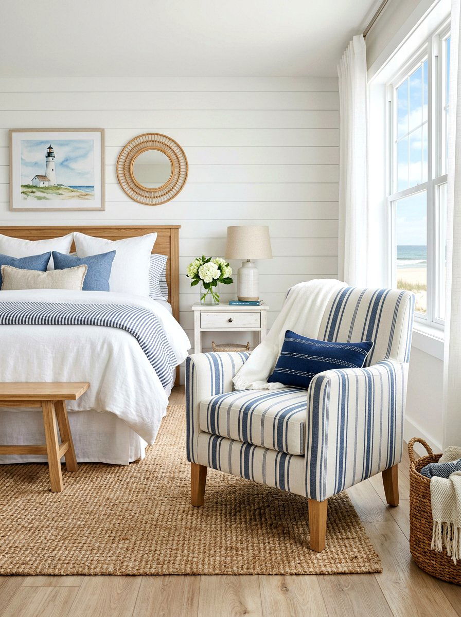 Striped chair - 25 Spring Bedroom Chair Ideas