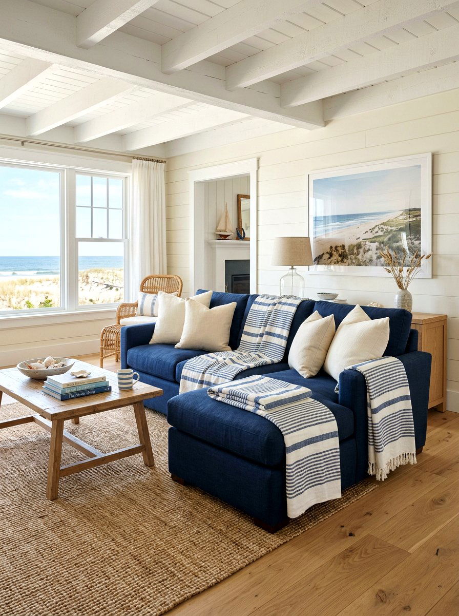 Striped linen throw blankets - 25 Spring Sofa Styling Ideas